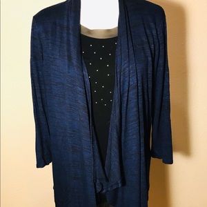 Blue Cardigan With Black Threading